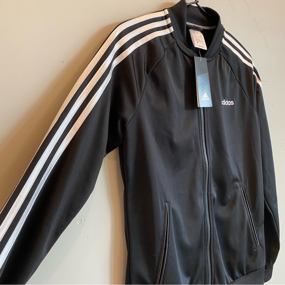 ADIDAS Classic Black and White Stripe Drizzle Track Jacket - Picture 3 of 6
